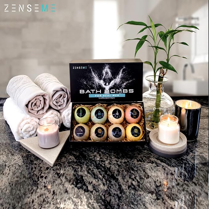 Bath Bombs for Men, Gift Set of 8 Scented Organic Handmade Bath Bombs of 2.5 oz - Image 3