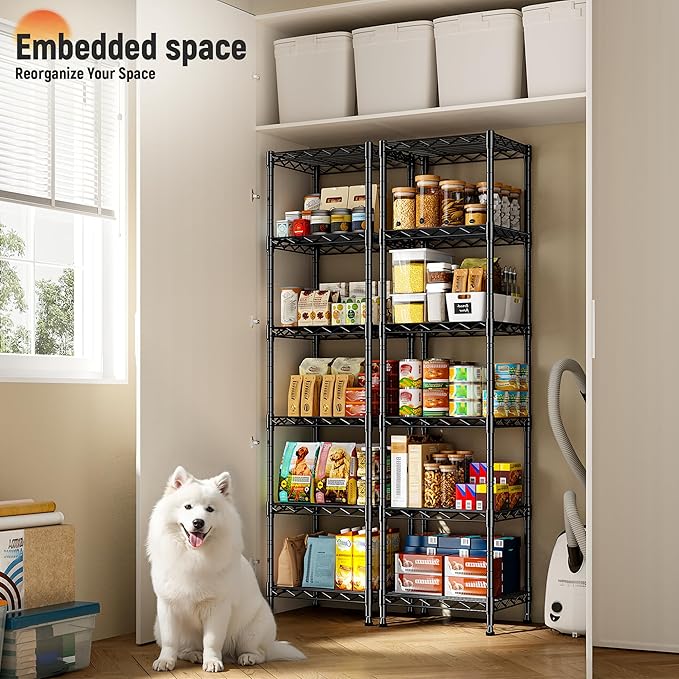 6 Wire Shelving Metal Shelves Storage Rack:Adjustable Storage Shelves Standing - Image 6