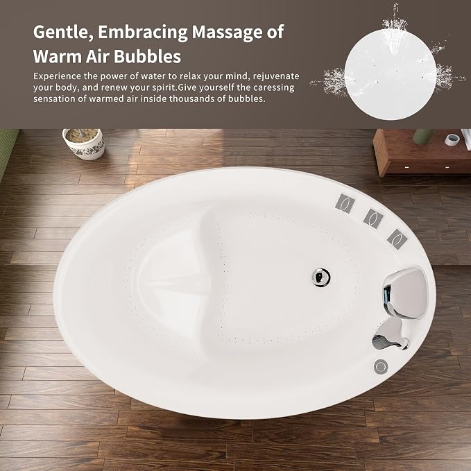 Empava Air Jetted Massage Bath Tub 48 in. Freestanding Bathtub Air Mirco Bubble - Image 3