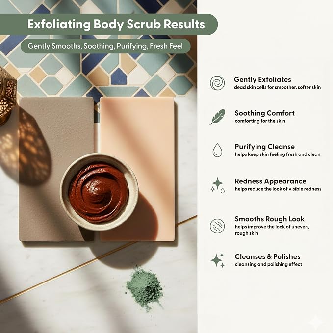 Moroccan Tebrima Herbal Exfoliating Body Scrub Powder | Natural Body Exfoliator - Image 4