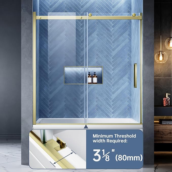 Bathtub Shower Door, 56-60" W x 60" H Frameless Single Sliding Tub Shower Door - Image 7