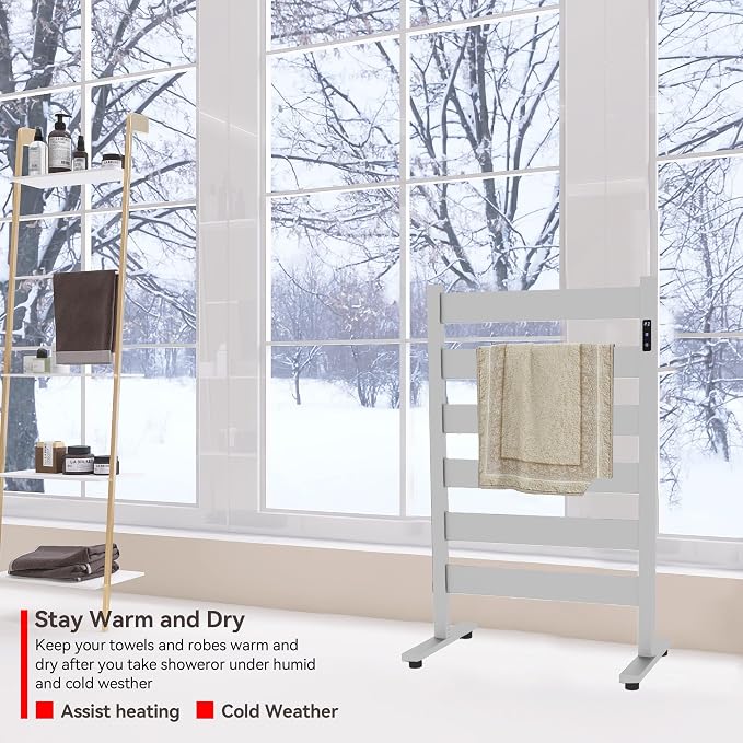 Heated Towel Racks for Bathroom, Freestanding Towel Warmer, 6 Bars Towel - Image 4
