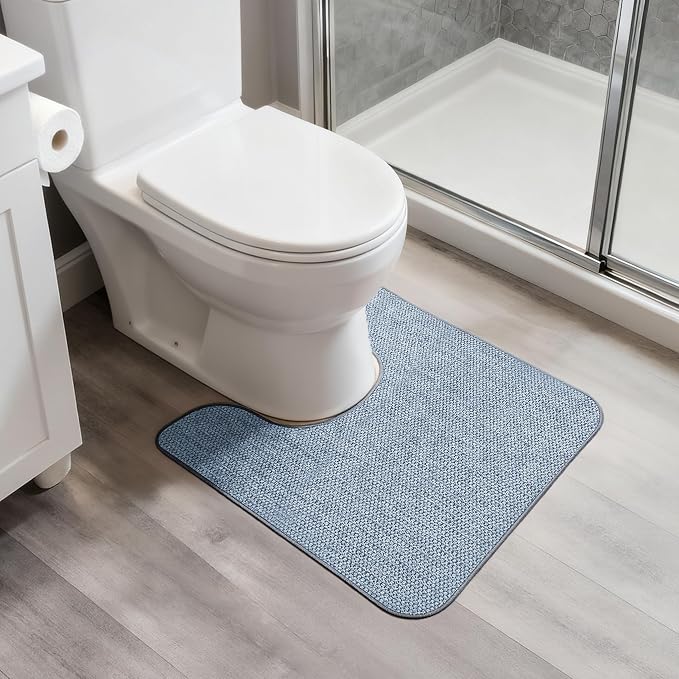 Toilet Rugs U Shaped Bathroom Rug, Machine Washable Non Slip Quick Dry Super by BosapDirect