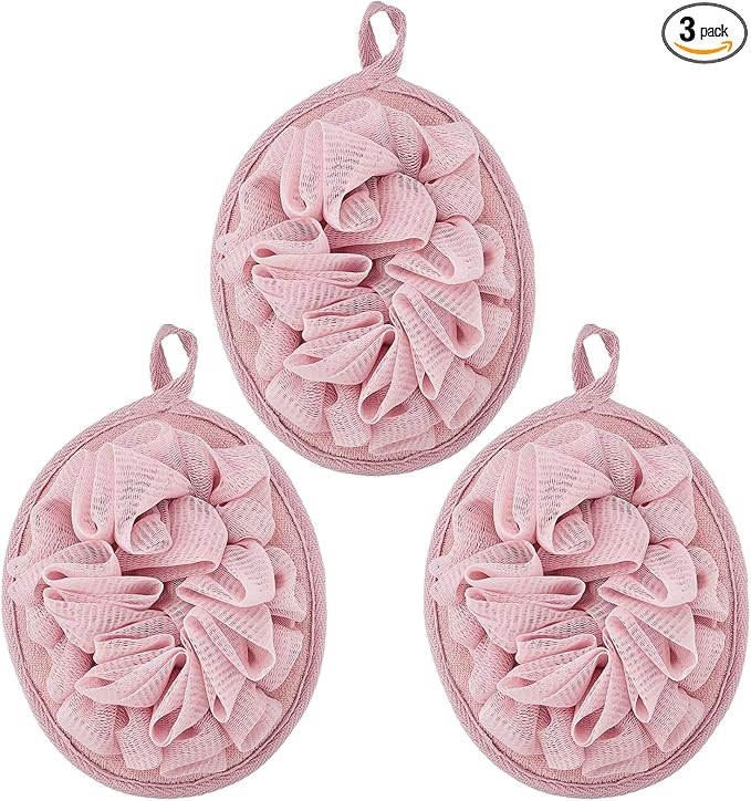 Boao 3 Pcs Bath Shower Pouf Sponge Mesh Pouf Shower Ball Exfoliating Body by Boao