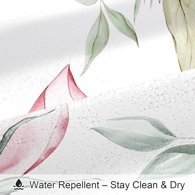 Pink and Grey Boho Watercolor Floral Shower Curtain, Ink Painting Style Blossom - Image 5