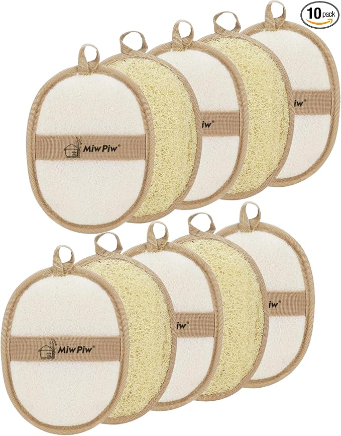 Natural Loofah Exfoliating Body Scrubber, Loofah Bath Sponge, Luffa by MiwPiw