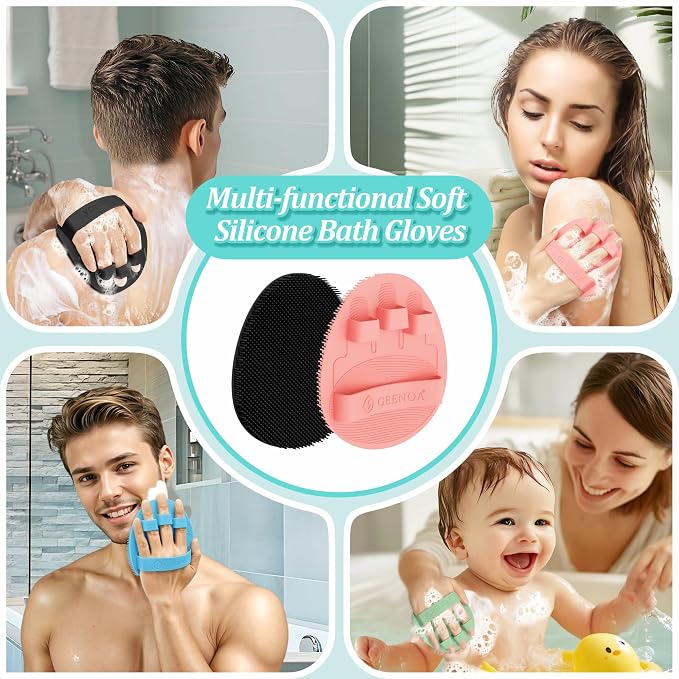 Silicone Bath Gloves 2PCS, 360° Anti-Slip Silicone Body Scrubber - Image 6