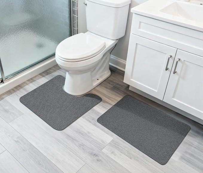 Bathroom Rugs Set 2 Pieces, Thin Bathroom Mats, Toilet Rugs, Quick Dry - Image 6