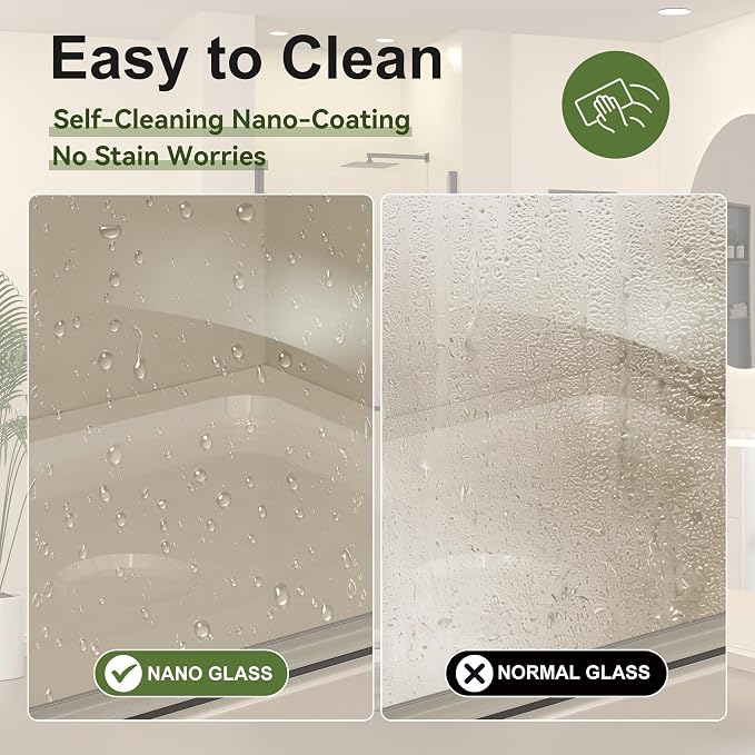 Frameless Pivot Shower Door 27-28" W x 72" H, Pivot Swing Shower Glass Door - Image 3