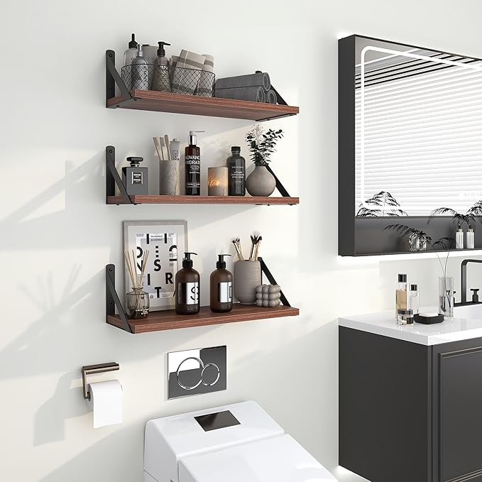 Heimlove Floating Shelves for Wall, 16 Inch Long Wood Floating Shelves Set of 3 - Image 7