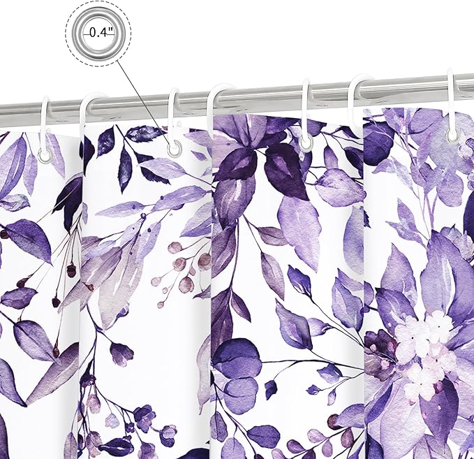 Gibelle Small Stall Shower Curtain 36 x 72, Narrow Purple Floral Shower Curtain - Image 4