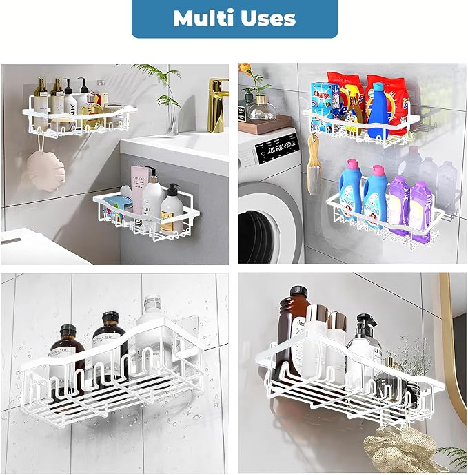 Fab Glass and Mirror Shower Caddy Pack of 5, Wall Mounted Bathroom Caddy - Image 3