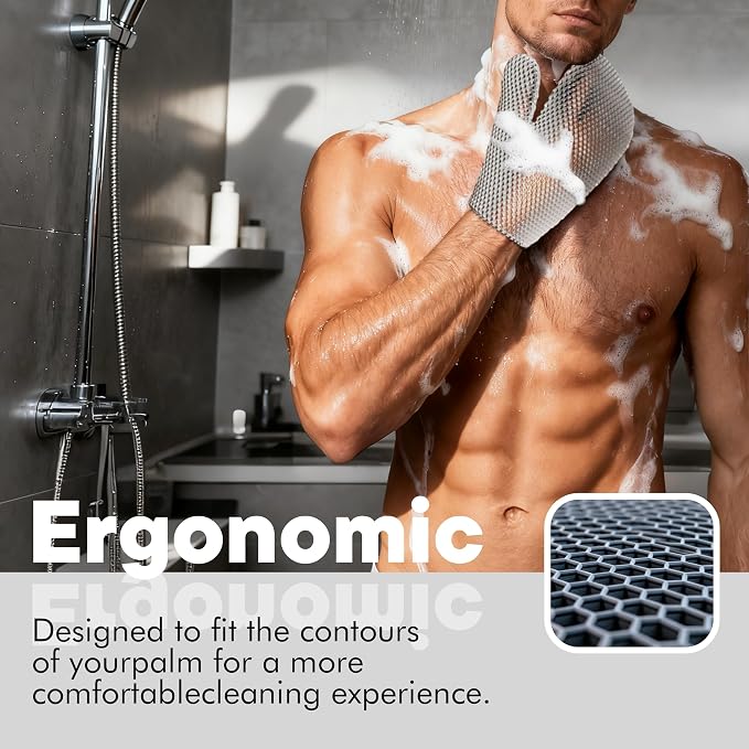 Bath Mitt - Exfoliating Glove, Honeycomb Body Scrubber, Massage Body Scrub - Image 3