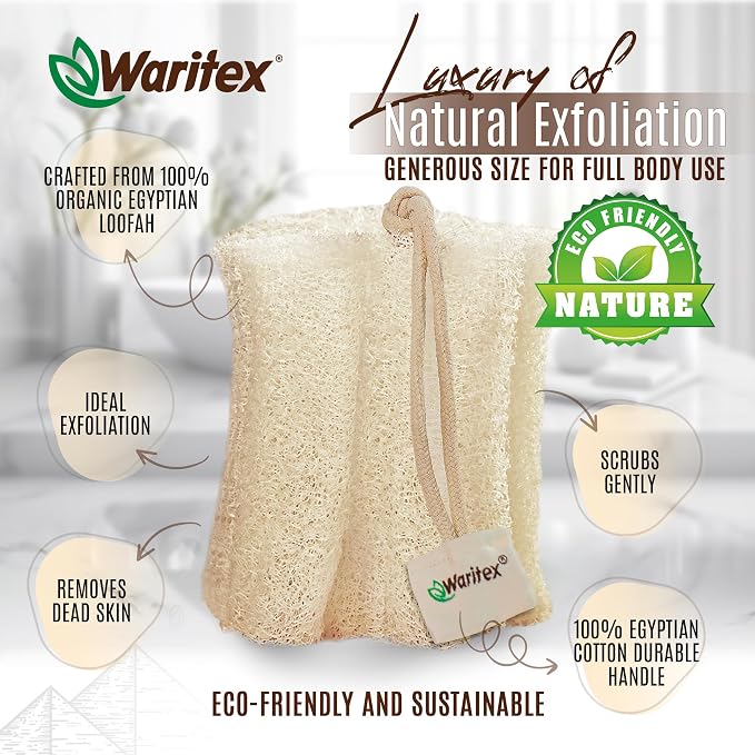 Waritex Premium Natural Egyptian Loofah Sponges, Made from 100% Natural Organic - Image 2