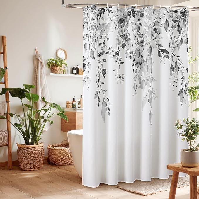 Colorful Star Grey Eucalyptus Waterproof Shower Curtain Set - Image 2