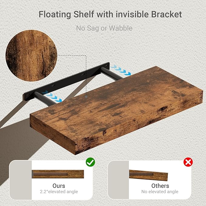 Vivelove Floating Shelves for Wall 16 inchs Long, Bathroom Shelves Over Toilet - Image 4
