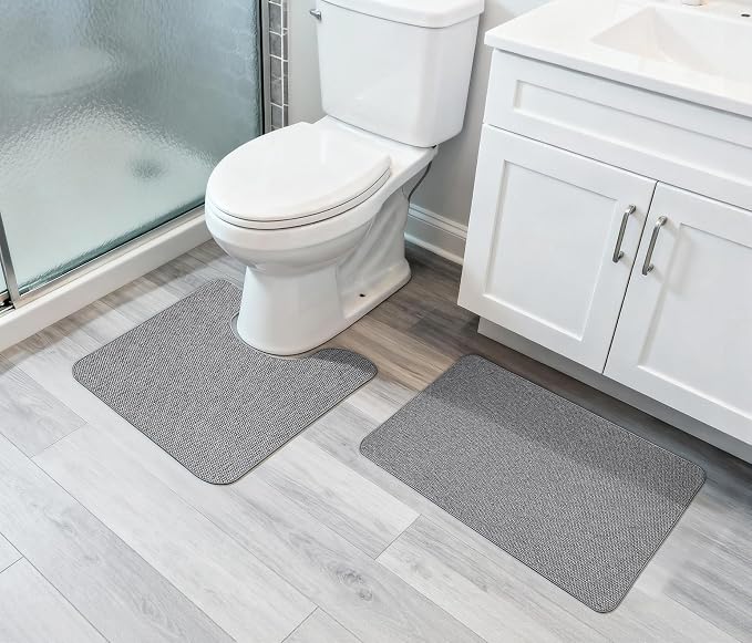 Bathroom Rugs Set 2 Pieces, Thin Bathroom Mats, Toilet Rugs, Quick Dry - Image 6