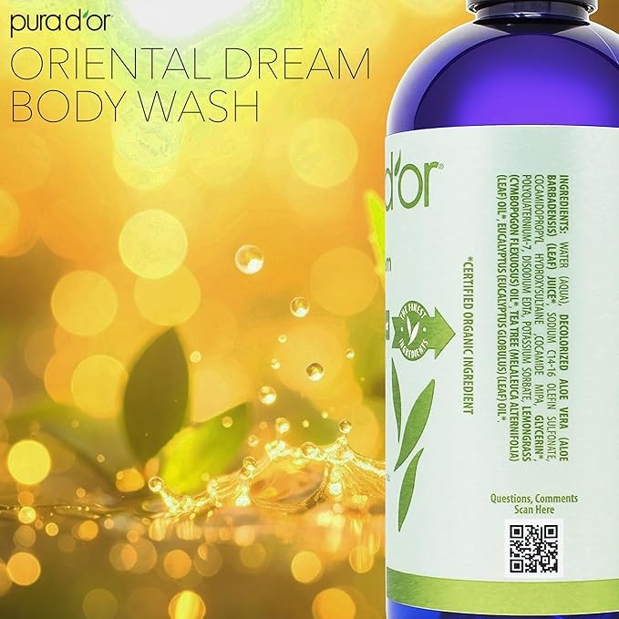 PURA D'OR 16 Oz Oriental Dream Body Wash – Invigorating Lemongrass Scent – Aloe - Image 4