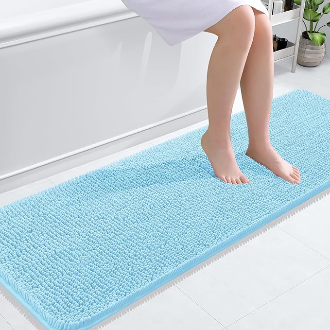 OLANLY Bathroom Rugs 59x20, Extra Soft Absorbent Chenille Bath Rugs, Rubber by OLANLY