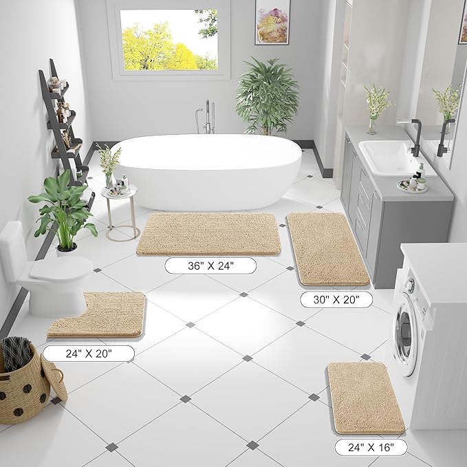 OLANLY Bathroom Rugs 44x24, Extra Soft Absorbent Chenille Bath Rugs, Rubber - Image 2