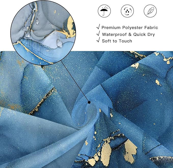 Extra Long Shower Curtain 72 x 96 Inch, Modern Luxury Art Ink Fabric Shower - Image 4