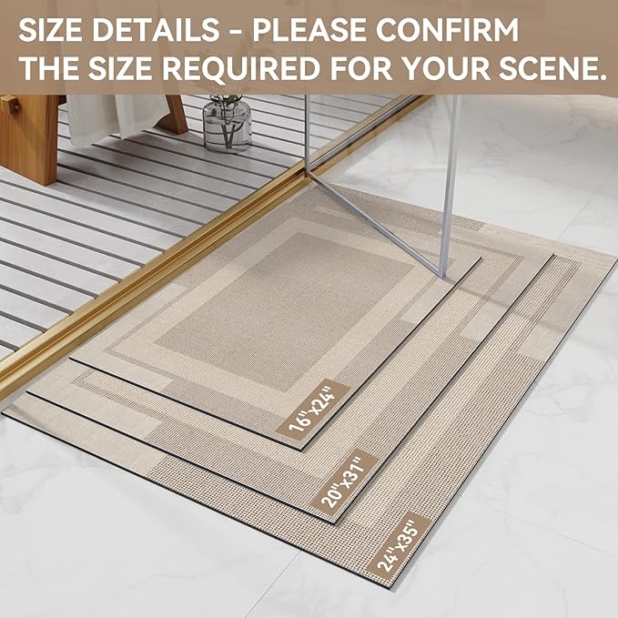 Non Slip Bath Mat, Rubber Backing Ultra Thin Bathroom Rugs Fit Under Door Quick - Image 2