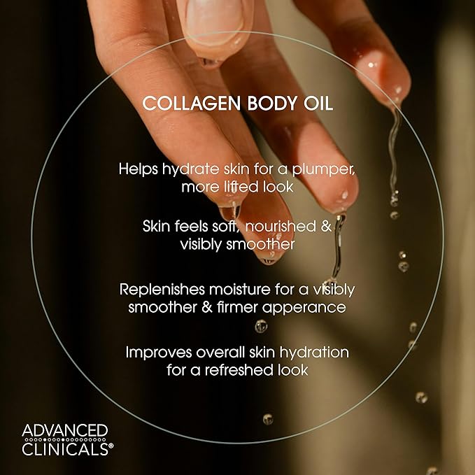 Advanced Clinicals Collagen Body Oil + Unscented Collagen Cream Body Lotion & - Image 8