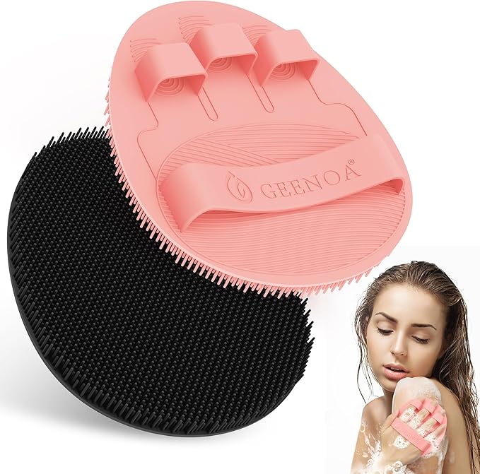 Silicone Bath Gloves 2PCS, 360° Anti-Slip Silicone Body Scrubber by GEENOA