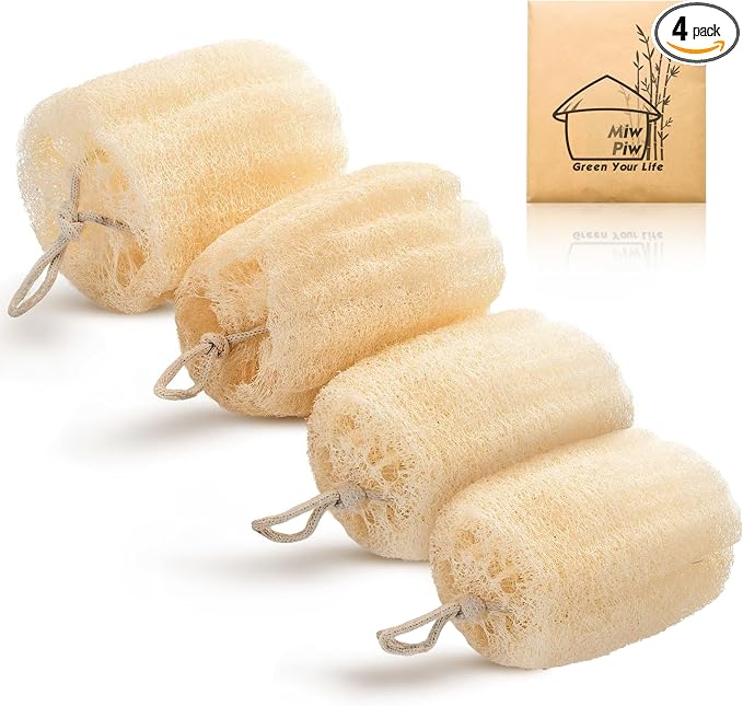 Natural Loofah Exfoliating Body Scrubber, Loofah Shower Sponge, Luffa by MiwPiw