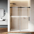 Frameless Sliding Shower Door, Matte Black Finish by SL4U