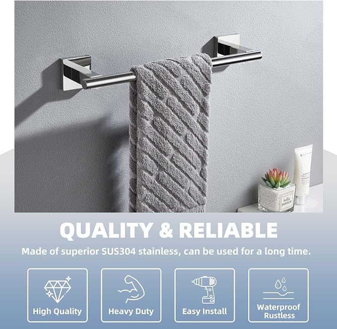 Hand Towel Bar 14", Suyar SUS304 Stainless Steel Shower Towel Holder, Bathroom - Image 7