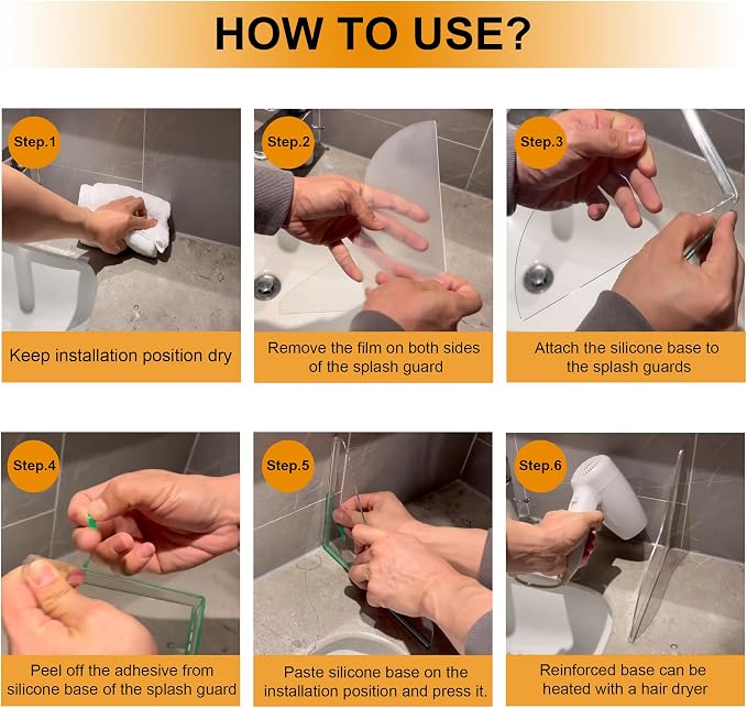UIOCSSC Shower Splash Guard, 2 Pack Bathtub Shower Water Splash Guards Silicone - Image 7