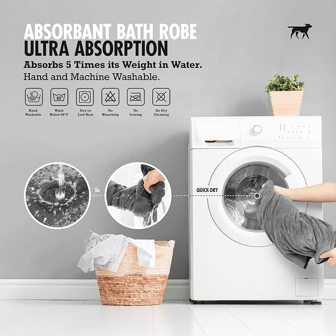 Tuff Pupper Fast Drying Dog Bath Robe | 800 GSM Plush Dog Towel - Image 6