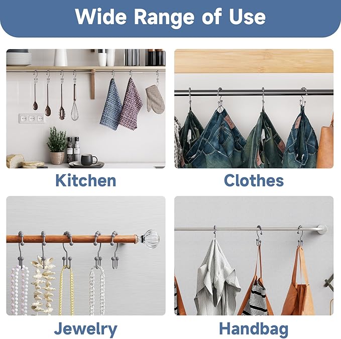 Titanker Shower Curtain Hooks Rings, Rust-Resistant Metal Double Glide Shower - Image 5