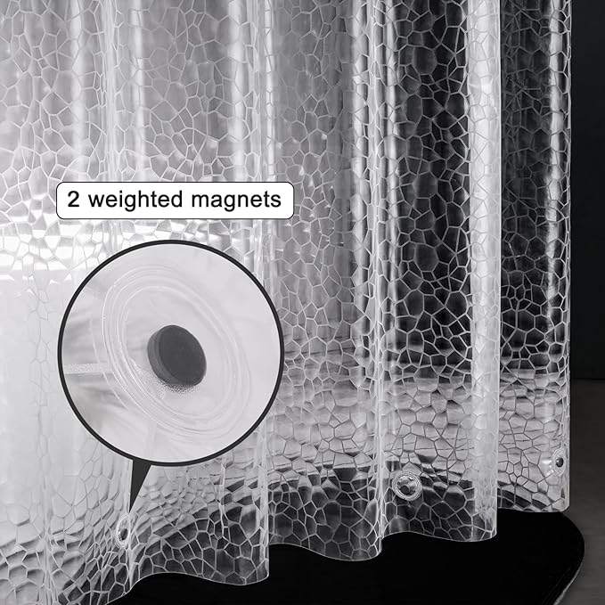 UFRIDAY Clear Shower Stall Curtain Liner 36 x 72 inches, 3D Water Cube Small - Image 4