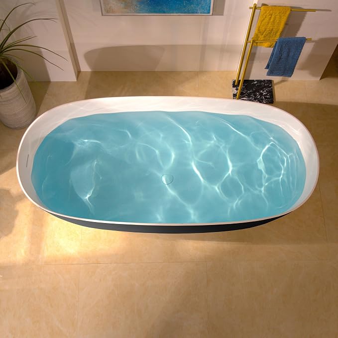 WOODBRIDGE 69" L x 32" W Luxury Contemporary Solid Surface Stone Resin - Image 9