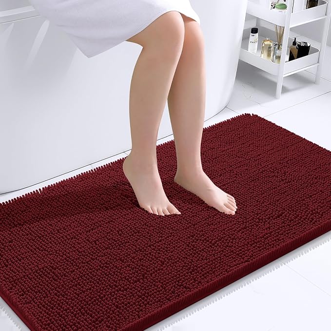 OLANLY Bathroom Rugs 44x24, Extra Soft Absorbent Chenille Bath Rugs, Rubber by OLANLY