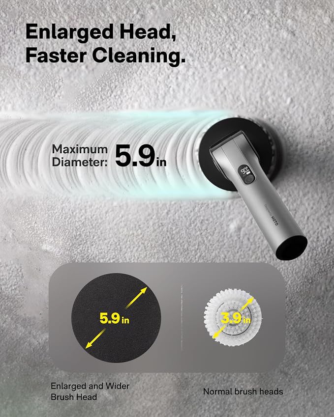 HOTO Flexi™ Cordless Electric Spin Scrubber, Adjustable Angle, Extendable Handle - Image 8