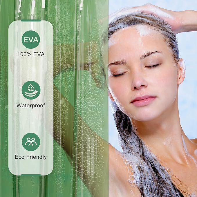 AmazerBath Shower Curtain Liner, 100% EVA Clear Green Heavy Duty Luxury Shower - Image 5