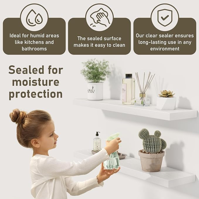 White Floating Shelves Wall Shelf 40 Inch, 8 Inch Deep Floating Shelf - Image 5