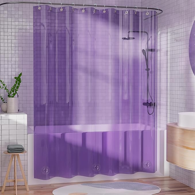 AmazerBath Purple Shower Curtain Liner Luxury, EVA Soft Clear Heavy Duty Shower - Image 8