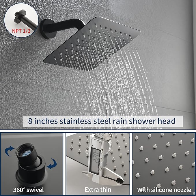Tub Shower Faucet Combo Set Matte Black Shower Faucet Set - Image 3
