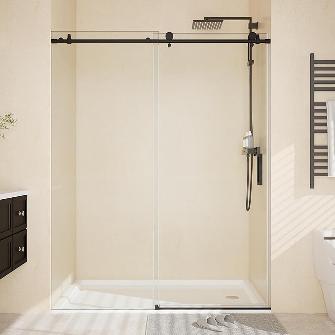 Frameless Shower Door, Adjustable 44"-48" Width x 76" Height, Features 8mm SGCC by IDEALHOUSE