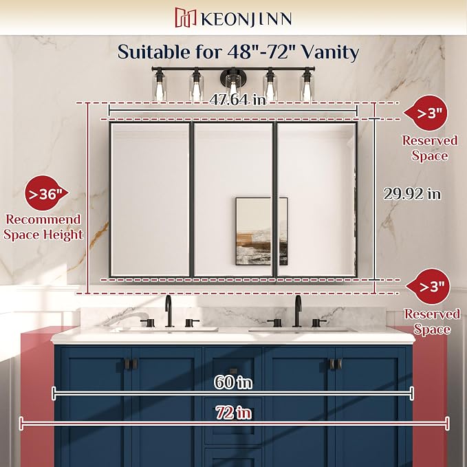 Keonjinn 48” x 30” Medicine Cabinets - Image 3