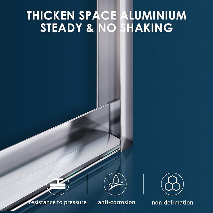 SUNNY SHOWER Bypass Sliding Shower Door Semi-Frameless Shower Enclosure 1/4" - Image 4