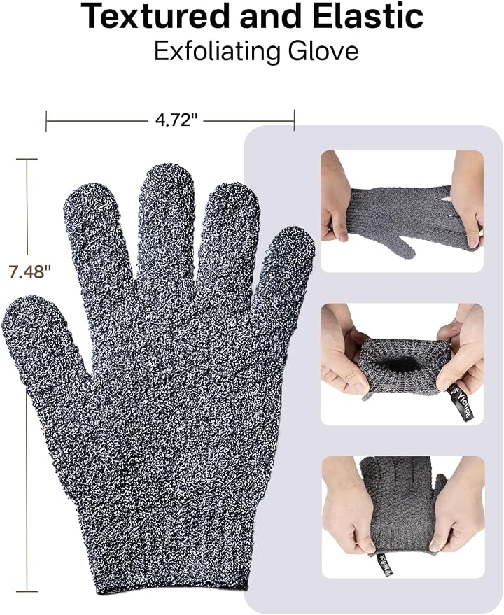 Yiclick Heavy Exfoliating Gloves 4Pcs, Exfoliating Mitts, Body Scrubber - Image 6