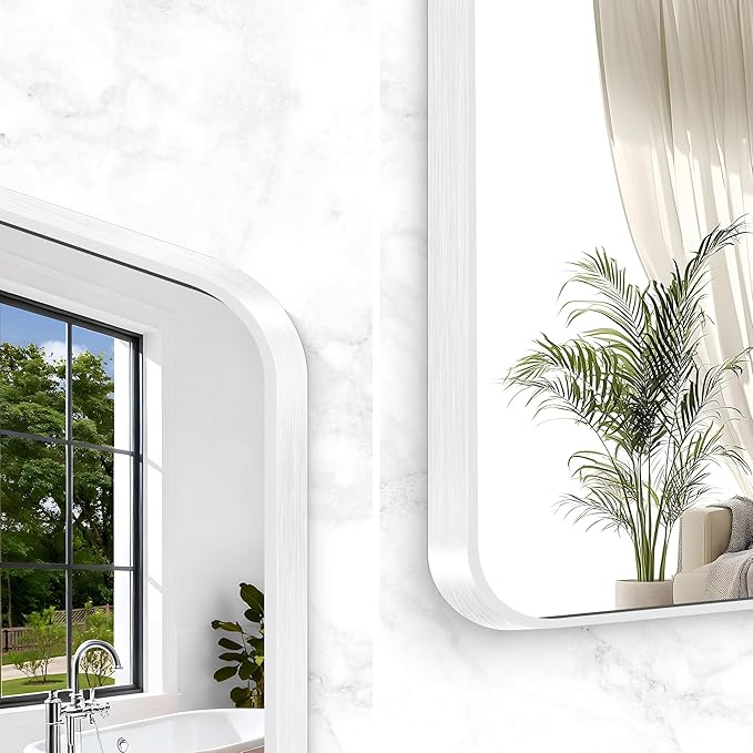 BONEWEI White Bathroom Mirror, 36x48 inch Wall Mirror - Image 8