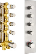 Brass Brushed-Nickel 4-Way Thermostatic Shower Diverter Valve by OMEKNTOP