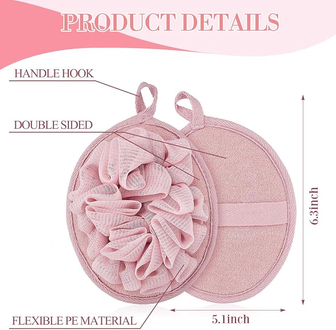 Boao 3 Pcs Bath Shower Pouf Sponge Mesh Pouf Shower Ball Exfoliating Body - Image 2