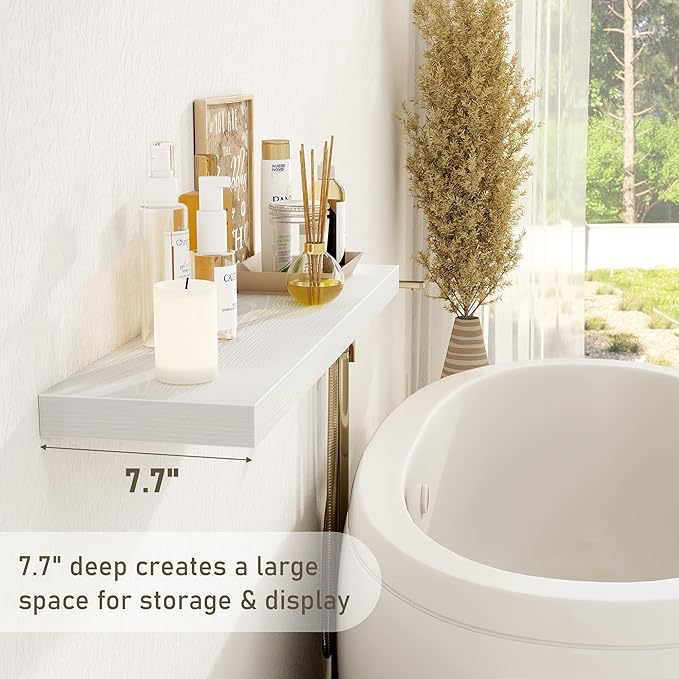 White Floating Shelves Wall Shelf 40 Inch, 8 Inch Deep Floating Shelf - Image 4